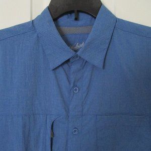 Woolrich Mens S/S Blue Stretch Travelers Quick Dry Active Vented Shirt - Large